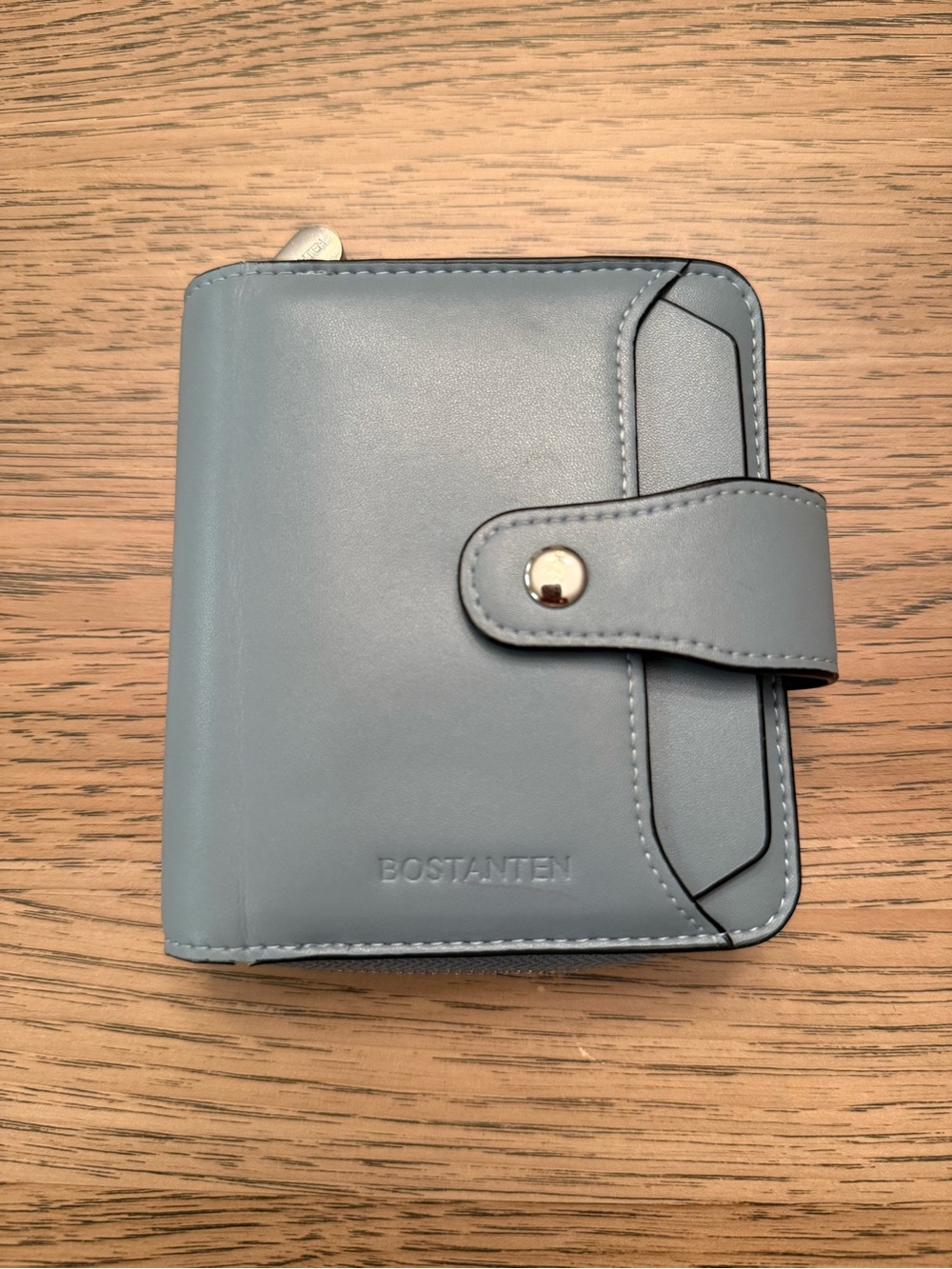 BOSTANTEN Light Blue Leather Snap Wallet for Women